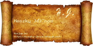 Heszky János névjegykártya